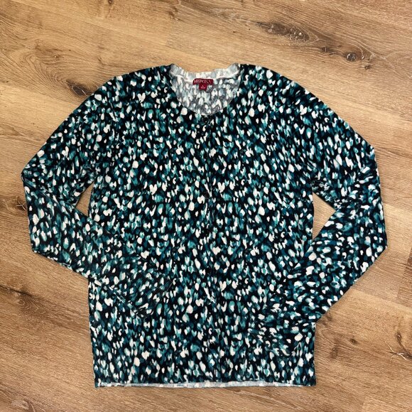 Merona Teal & Black Speckled Cardigan Sweater Size Large (L) - Picture 2 of 6